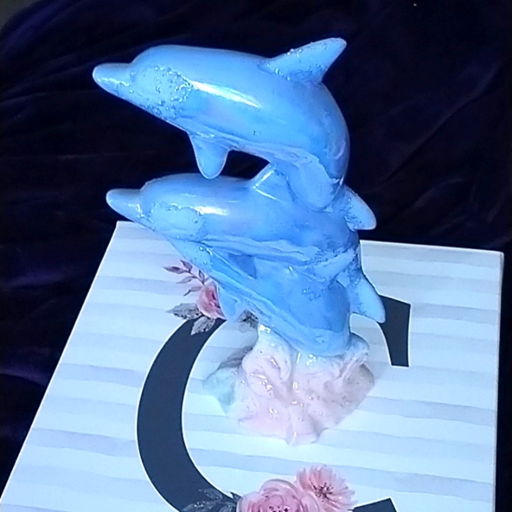 SOLD VTG Gorgeous Ceramic Glazed Dolphin Statue